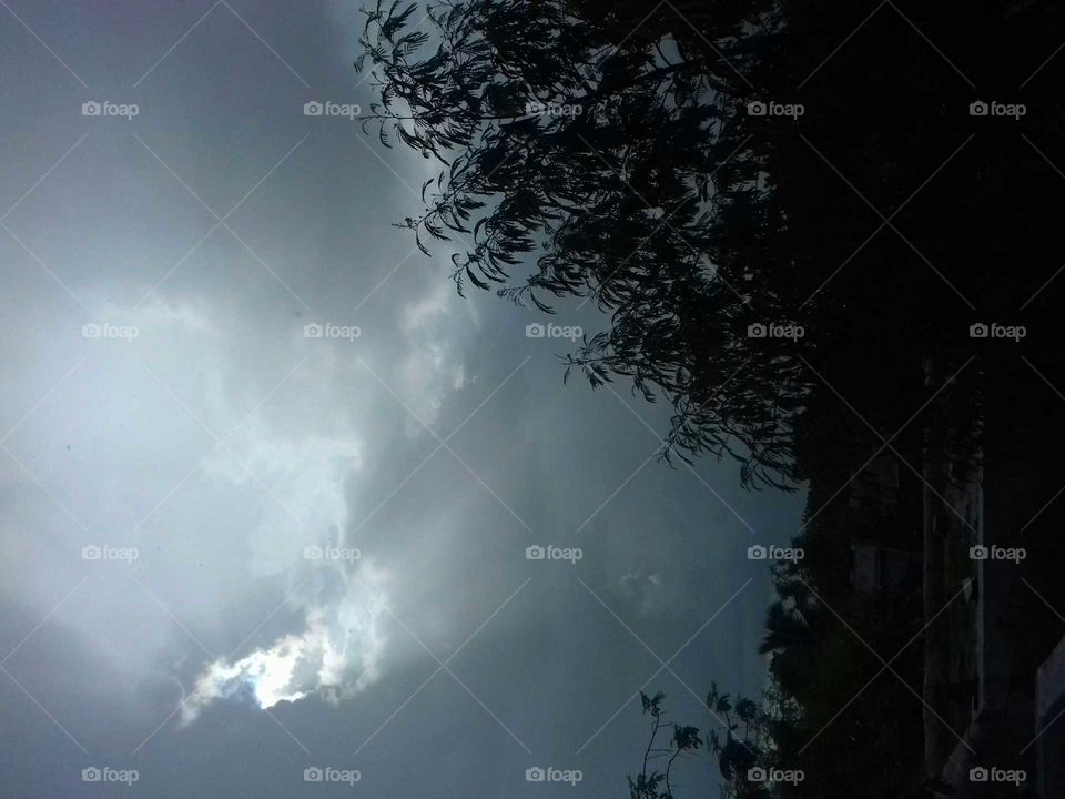 sunlight escaping through clouds