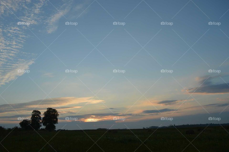 sunset in the countryside