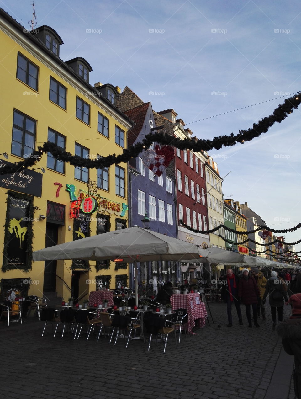 Christmas decorations in Nyhavn, Copenhagen