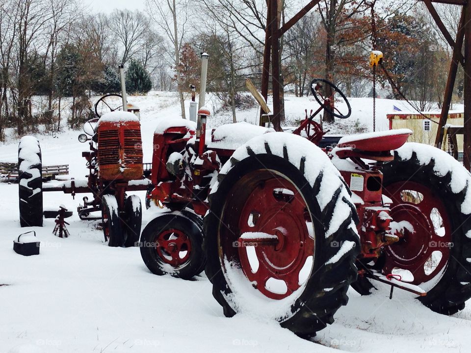 Snow Covered Farmall Tractors