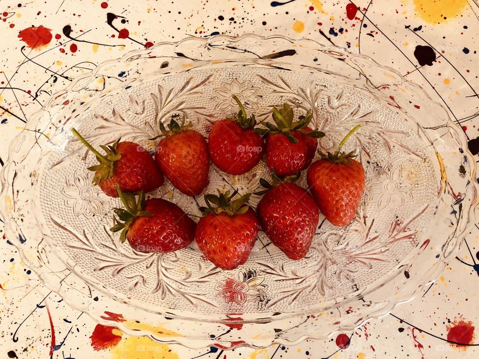 Fresh picked red strawberries 