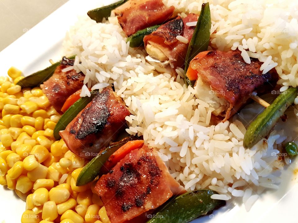 healthy meal with rice and fish