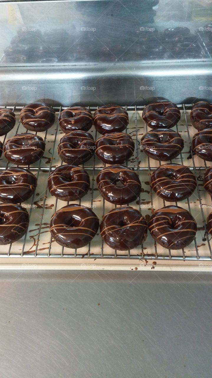 chocolate donut chocolate frosting Carmel drizzle