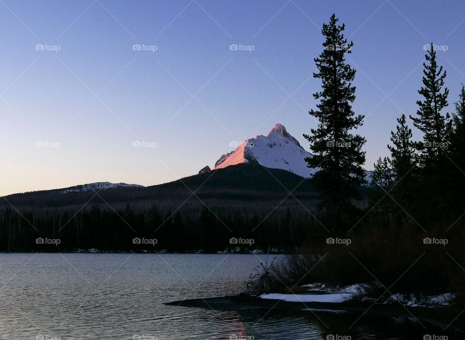 Mt. Washington sunrise. Sunrise shot from Big Lake in Oregon. 