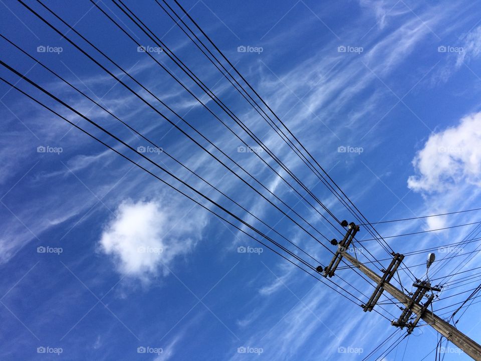 Power Lines Against a Blue New Zealand Sky