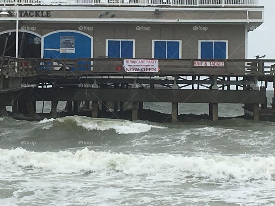 Ocean view fishing pier. Hurricane party before Hurricane Florence. Anything for a buck. Norfolk VA 