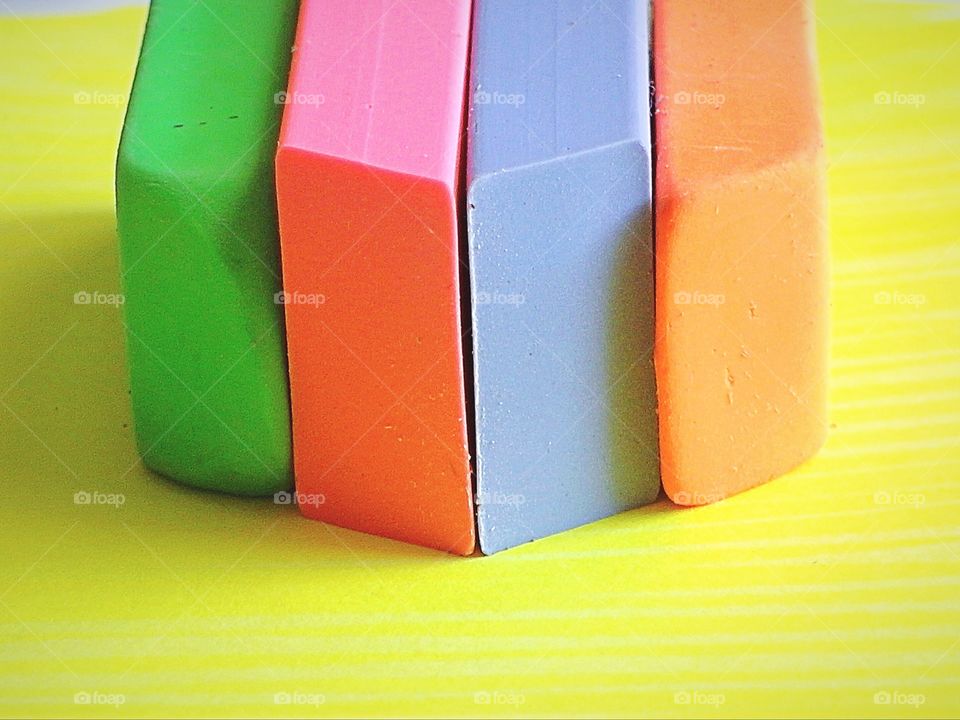 Neon rubber erasers