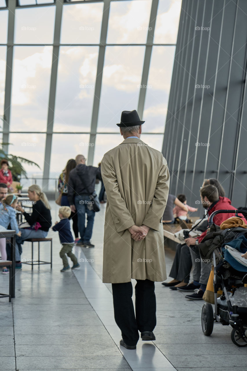 Elderly Gentlemen Walking in the tower 