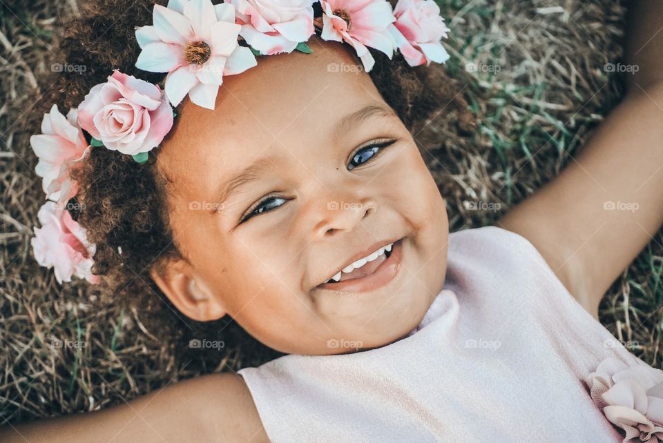 Boho girl with flowers in her hair