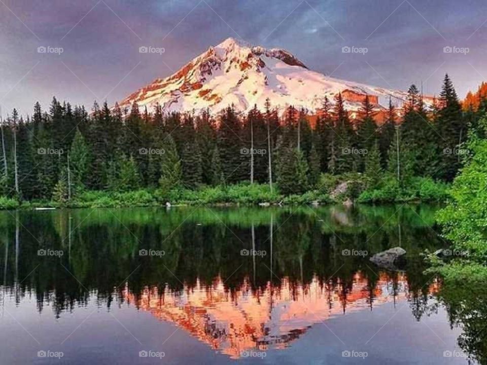 mountain in the water
