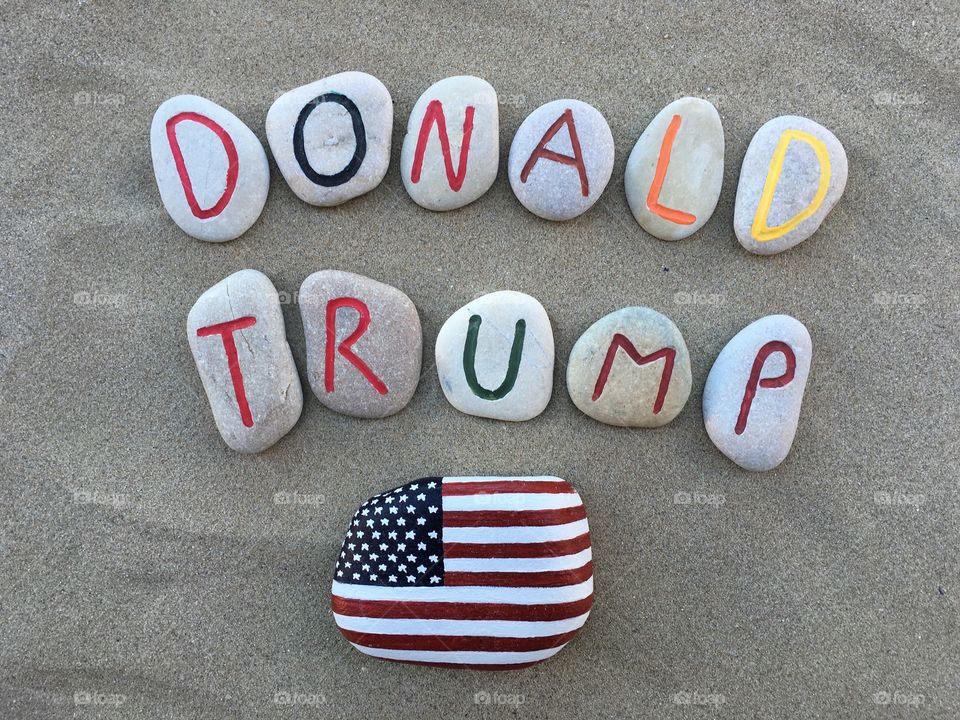 Donald Trump on carved and colored stones