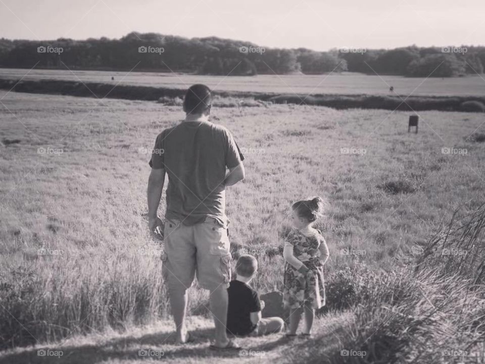 Family on marsh