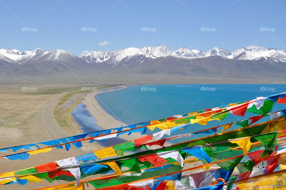 Lakeside view in Tibet 