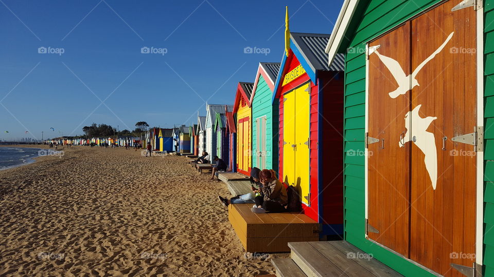 Perfect weather at the Brighton Beach House in Melbourne. Such a beautiful sight to see with the plethora of colours !