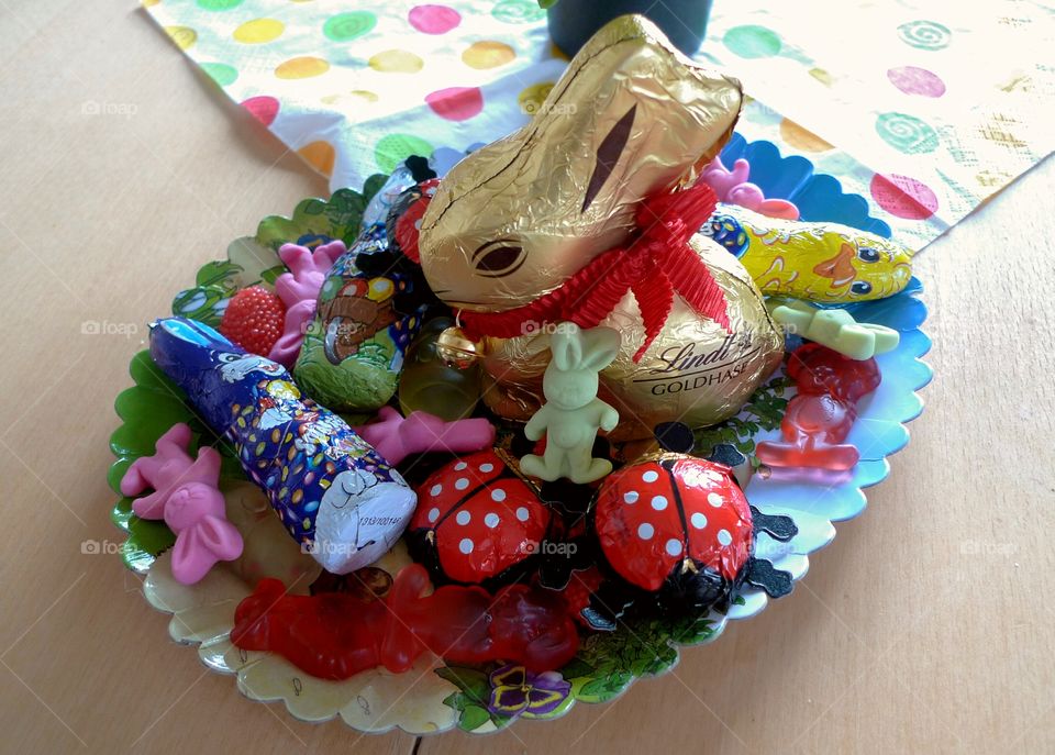 easter nest for children with sweets
