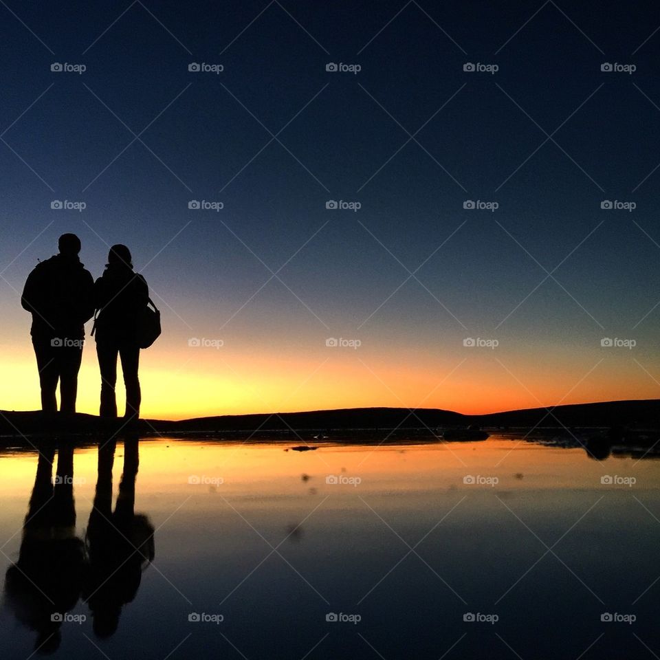 Silhouette of a couple at sunset