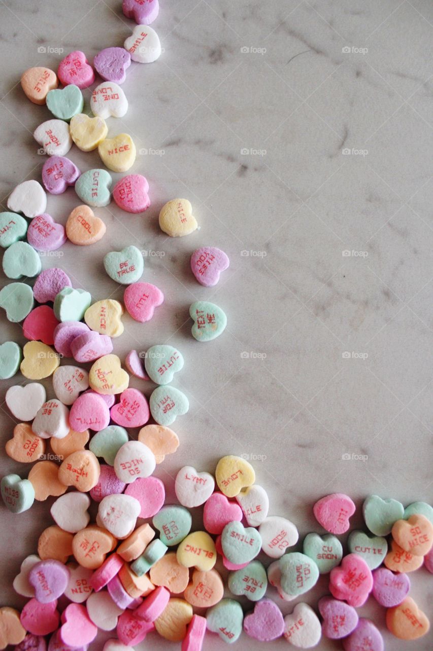 Conversation heart candy for Valentines Day.