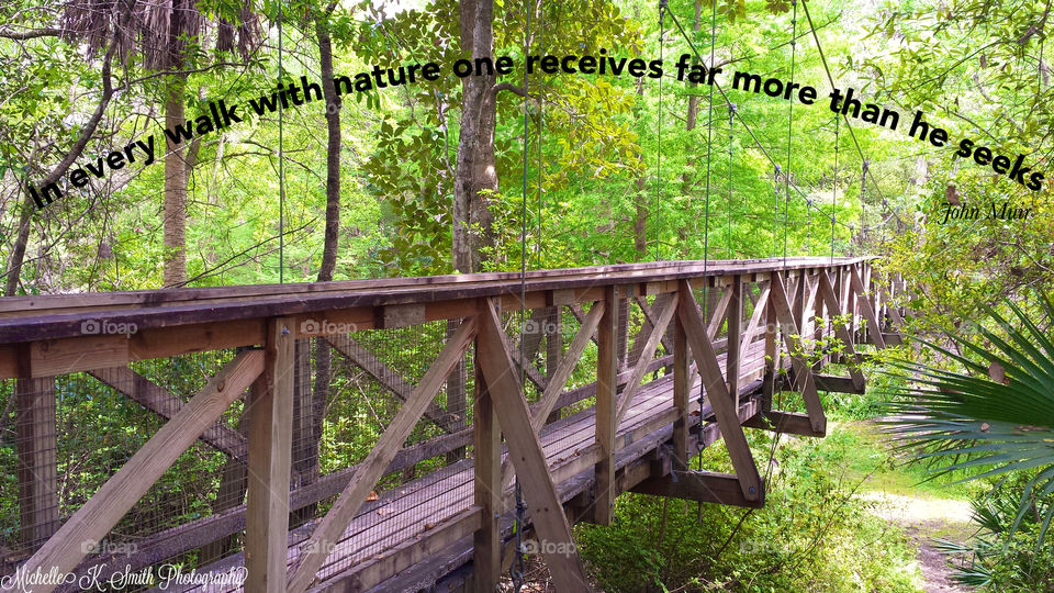 Nature Walk on the Sky Bridge with a Quote 
