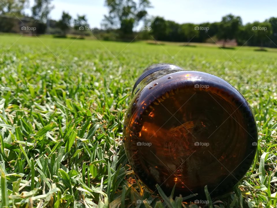 Bottle on grass