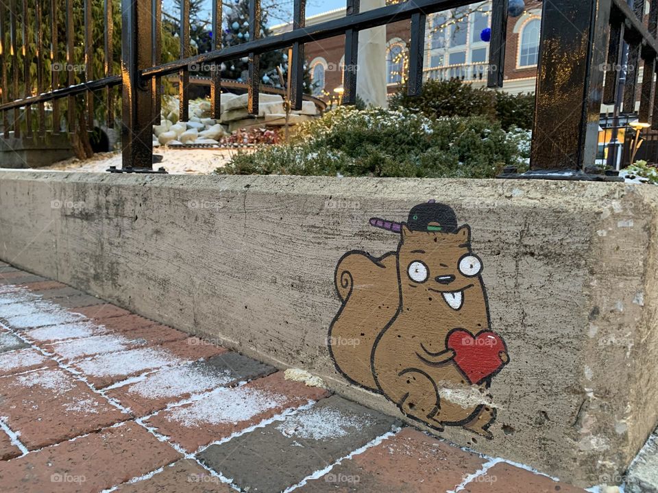 A fun bit of sidewalk art, at the local mall. Love and holiday wishes amongst the critters. Be kind.