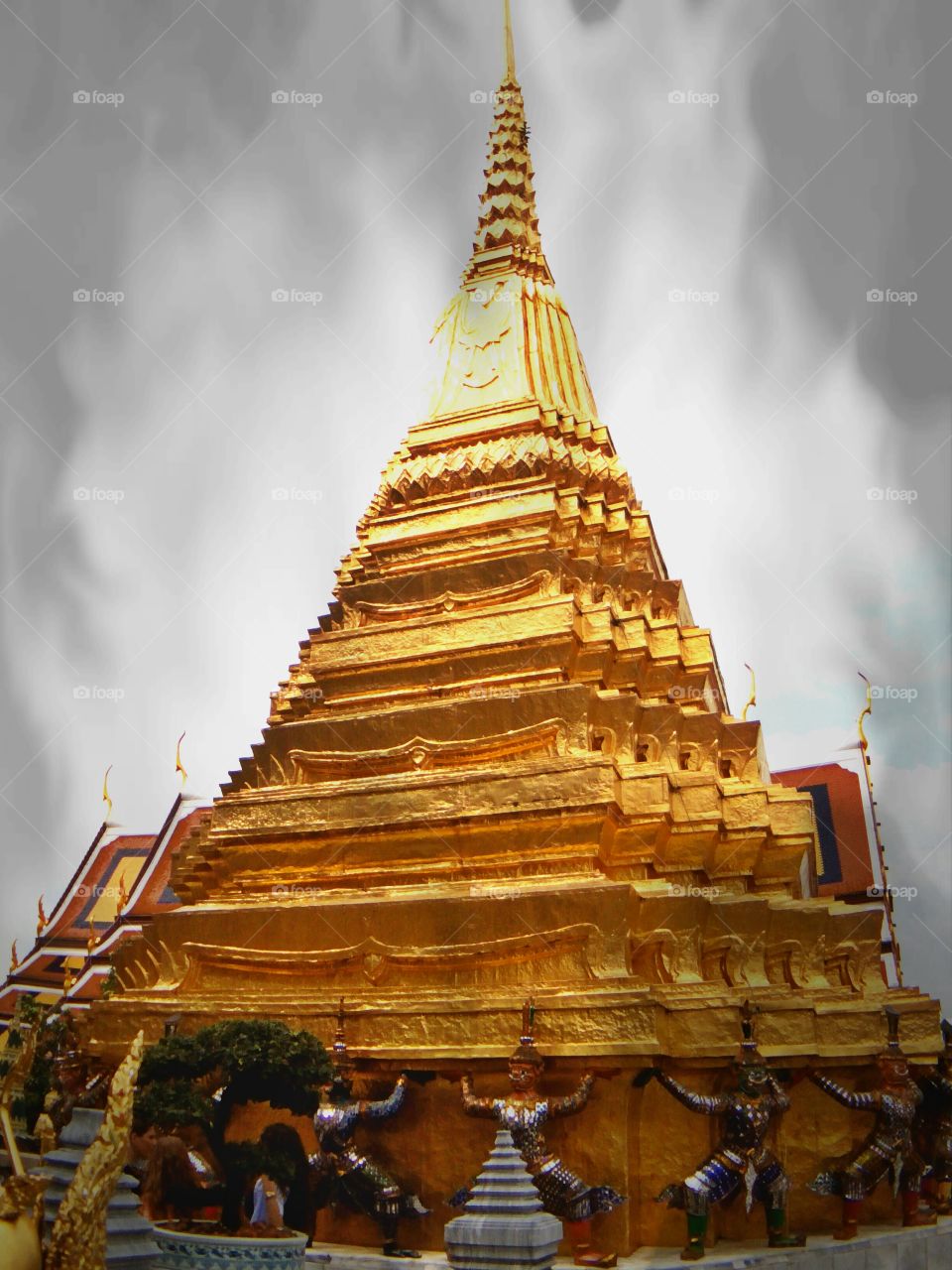 Temple of the Emerald Buddha. The hard work of giants and wild monkeys.