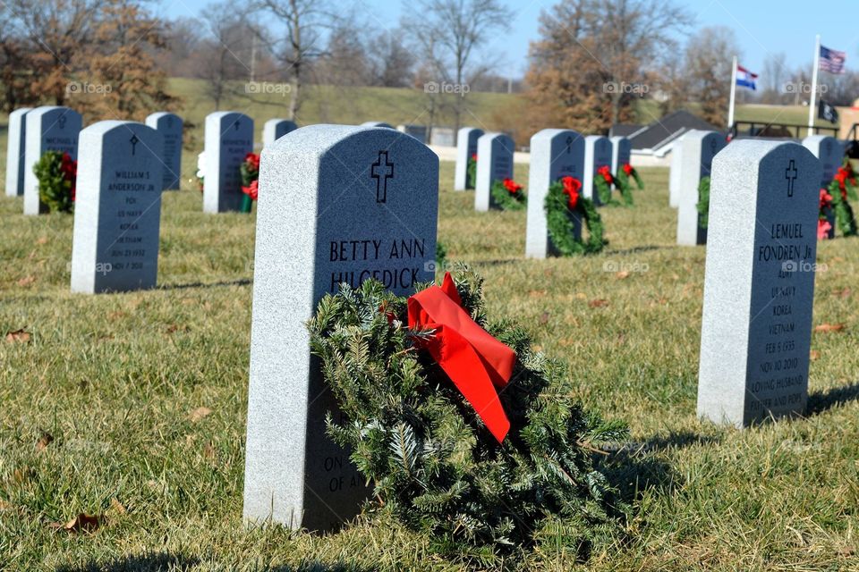 More than 700 wreaths were placed at headstones located at Missouri Veterans Cemetery in Higginsville as part of the annual Wreaths Across America event Dec. 16, 2017.