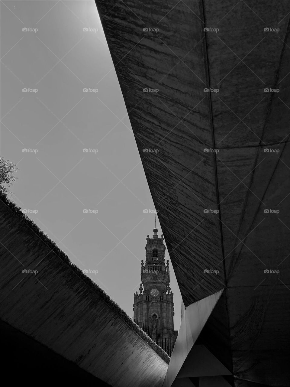 B&W Clérigos Tower in perspective - Oporto, Portugal