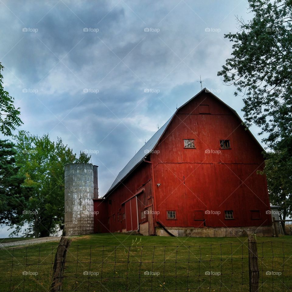 A Red Barn at Dusk