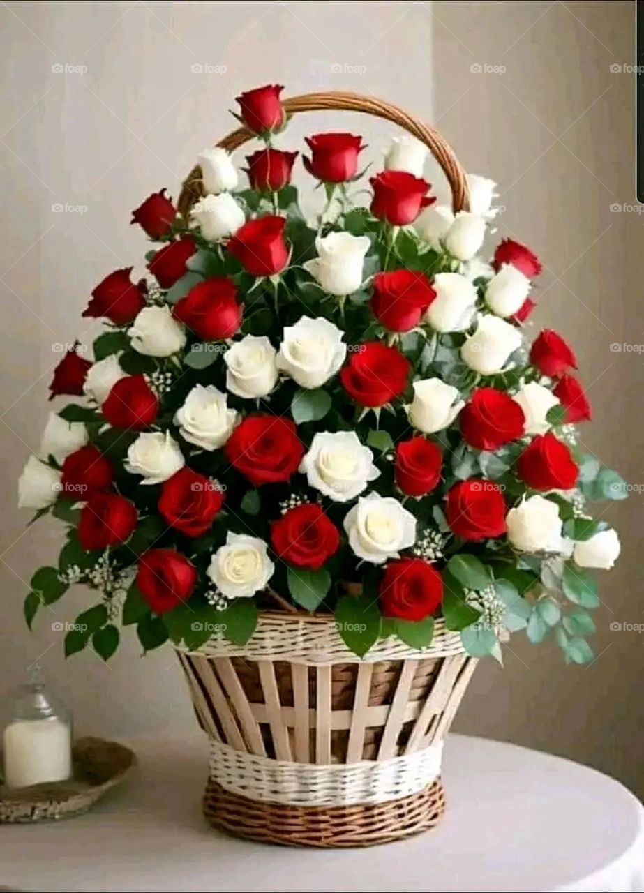 A very beautiful picture, and there is no better picture than it. There is no better picture of green herbs and colorful, red and white roses than it. Glory be to God, the natural and picturesque view, and there is no more