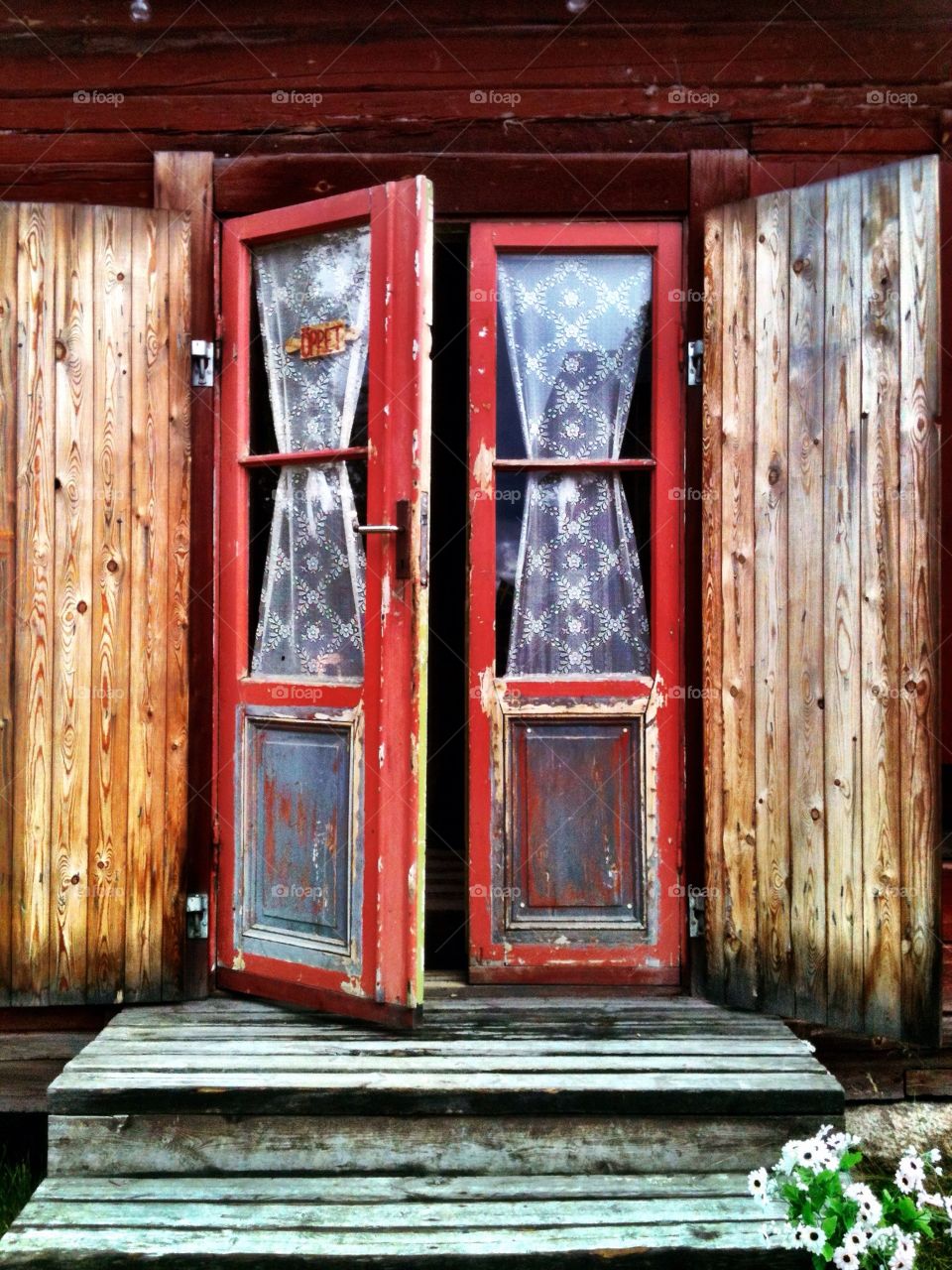 sweden red wood window by lenacarlsson