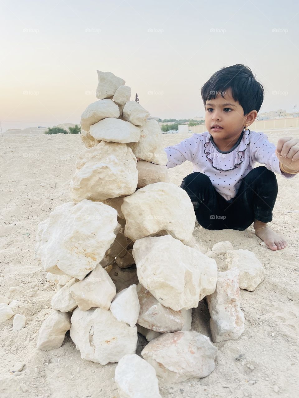 Child playing building home