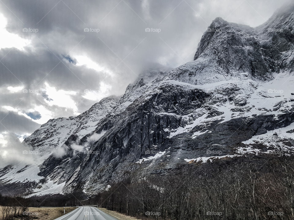 View of empty road in winter