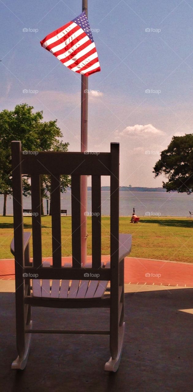 Flag rocking chair ocean