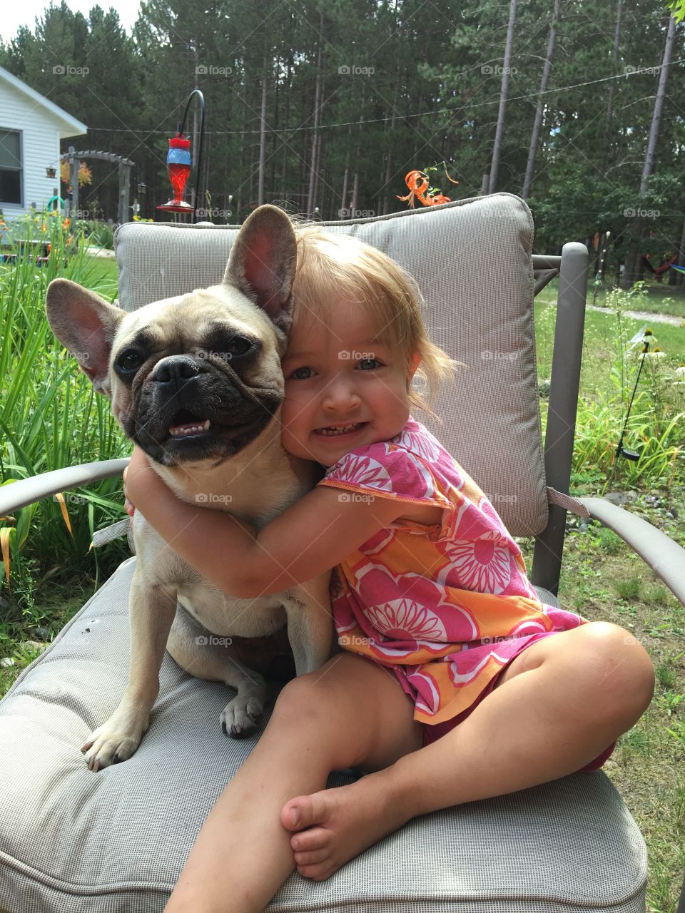 Frenchie and toddler 