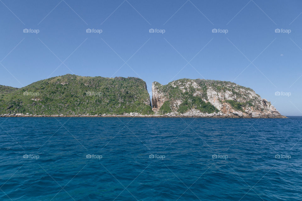 Praia com paisagem linda e fantástica no Brasil, na região do Lagos no Rio de Janeiro, em Arraial do Cabo
