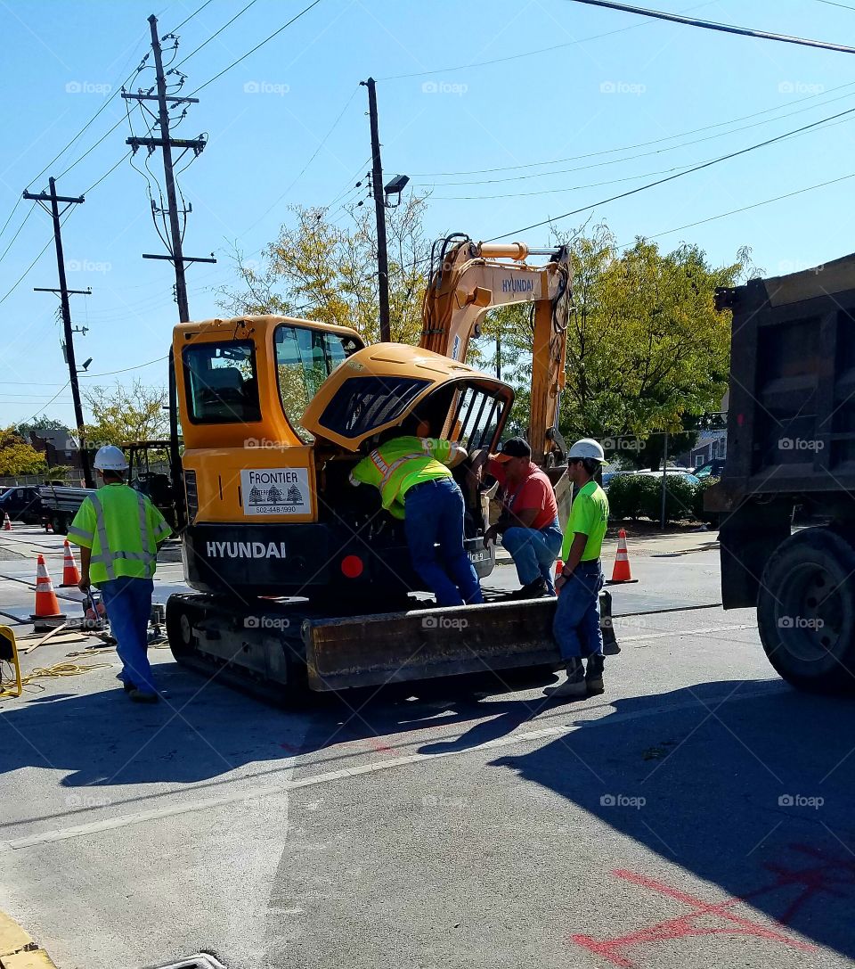 working on equipment