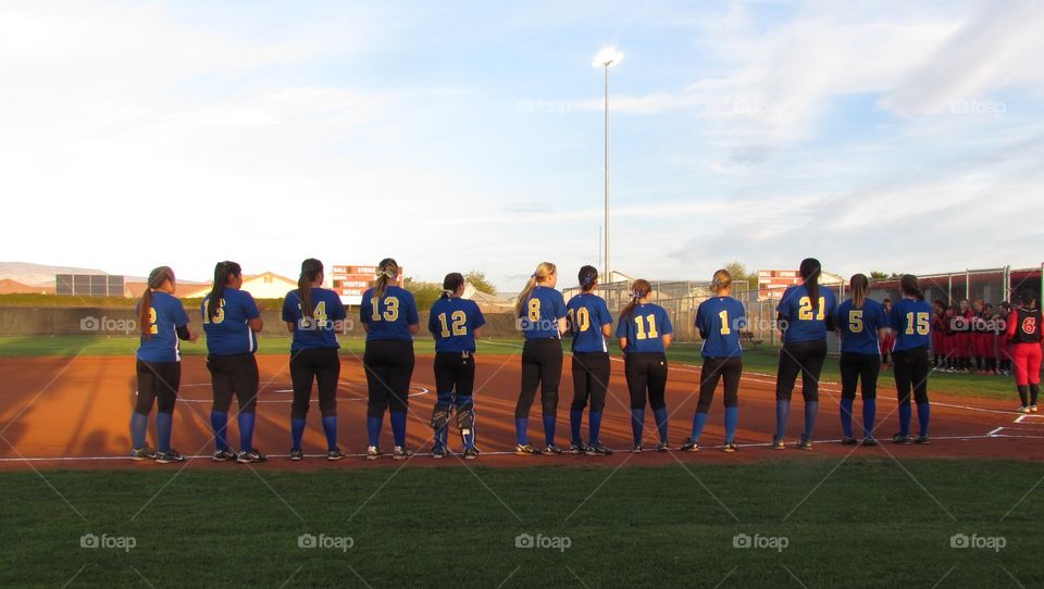 the line up. our varsity softball team introductions AND NATIONAL ANTHEM before the game