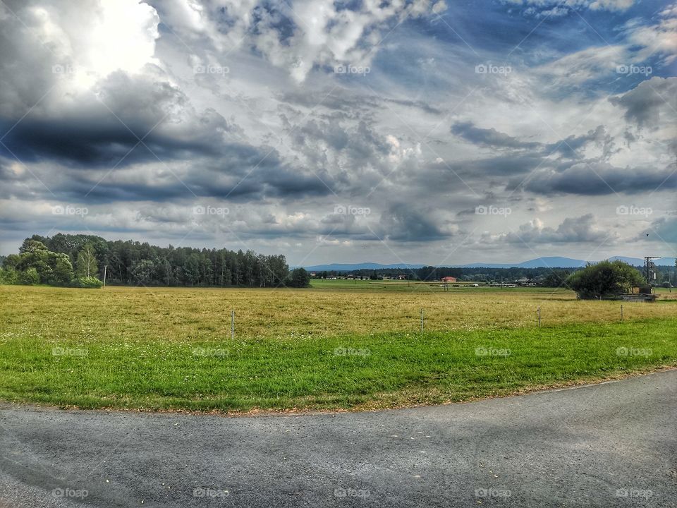 meadow, sky, clouds, nature,spring