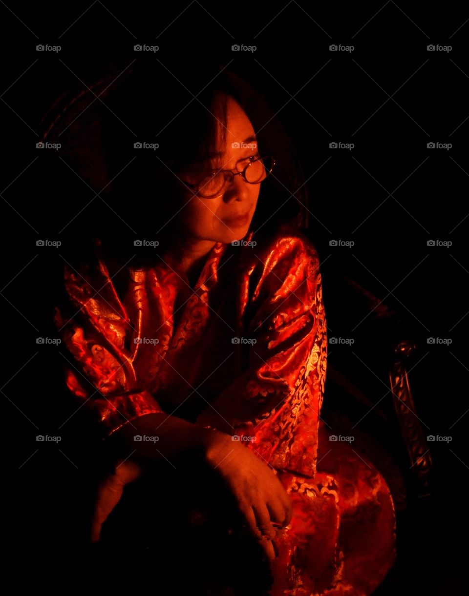 meditating in front of the fire