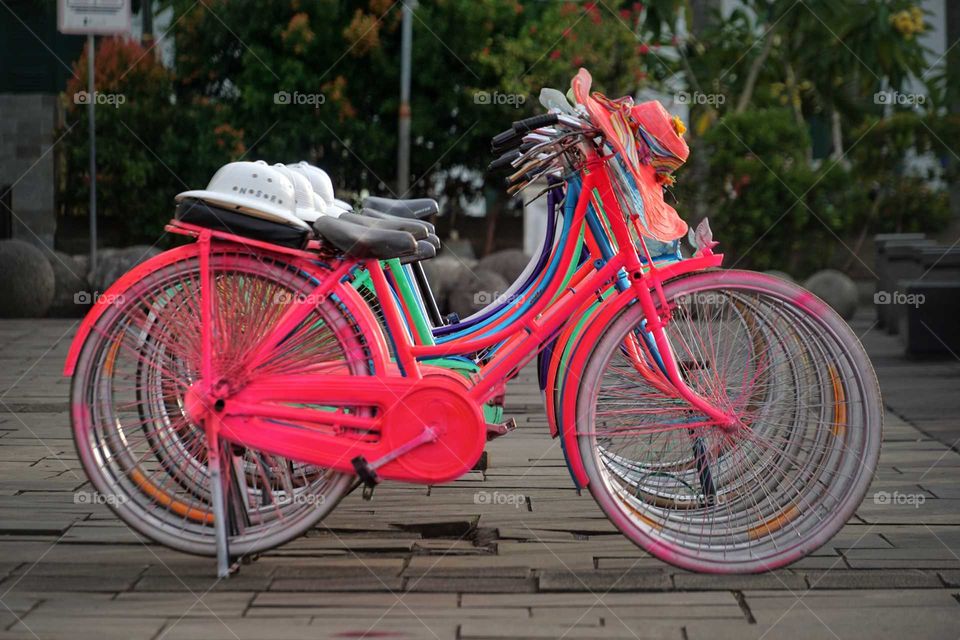 Colorful bicycles found in old city of Jakarta. A tourist destination