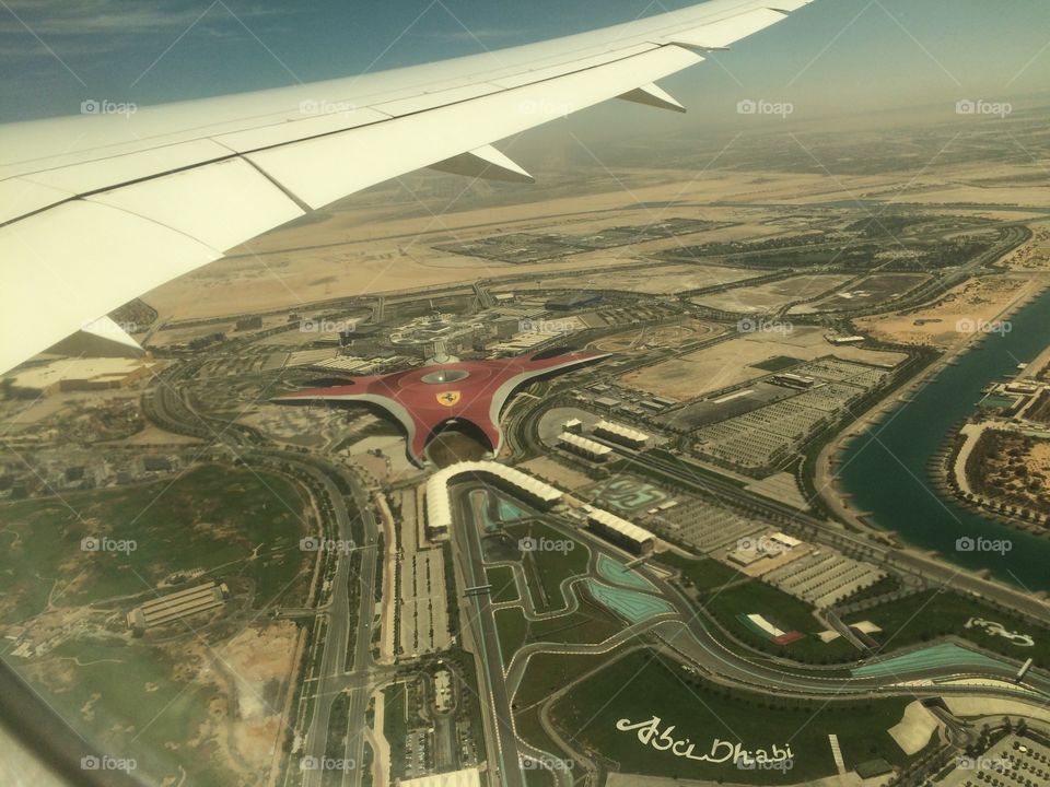 Airplane view post take off from Abu Dhabi - Ferrari World