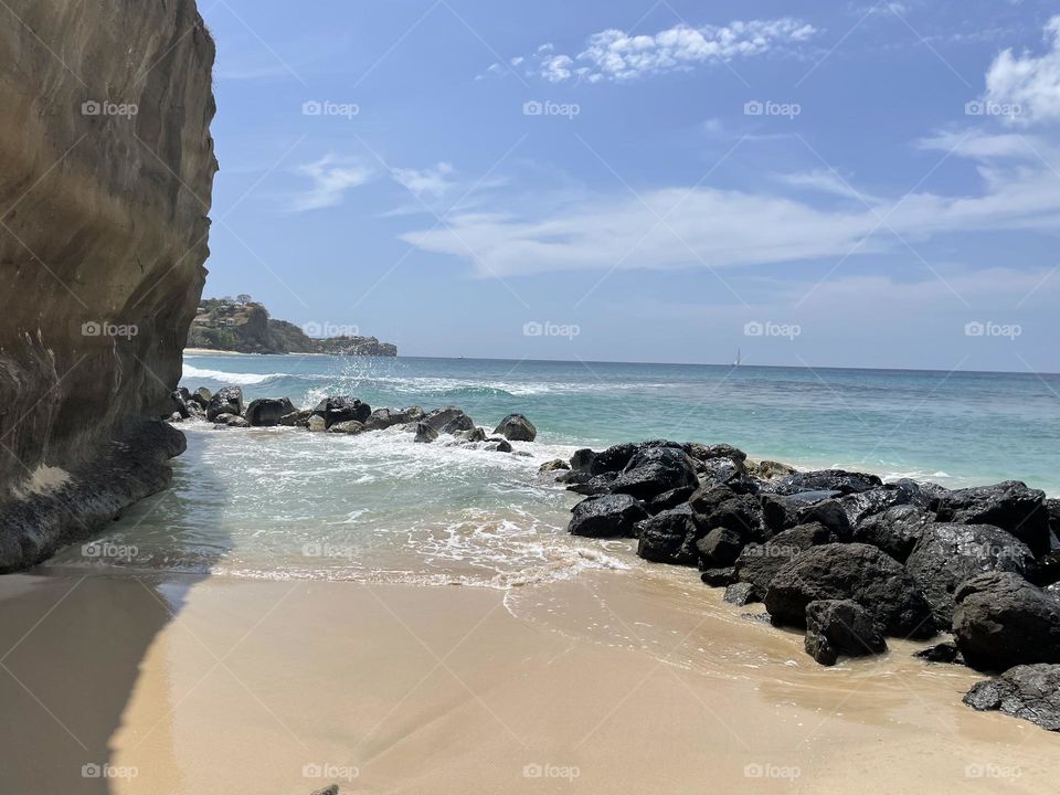 Rocks and mountain on the beach