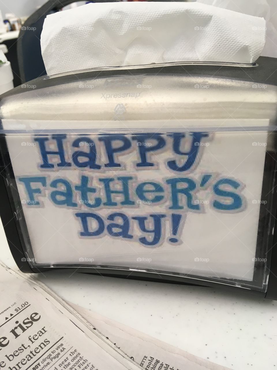 Senior center napkin holder they put something in the holders every holiday. Happy Father’s Day!