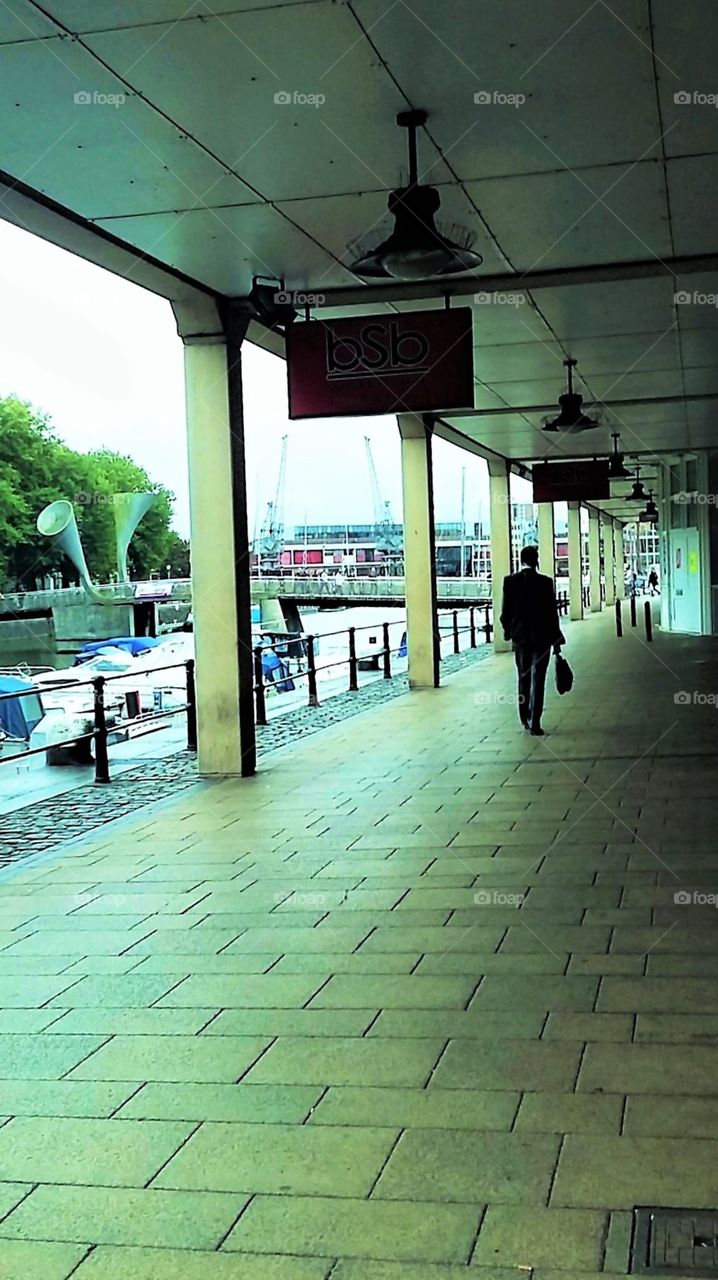 Bristol Harbourside - Man on the way to work