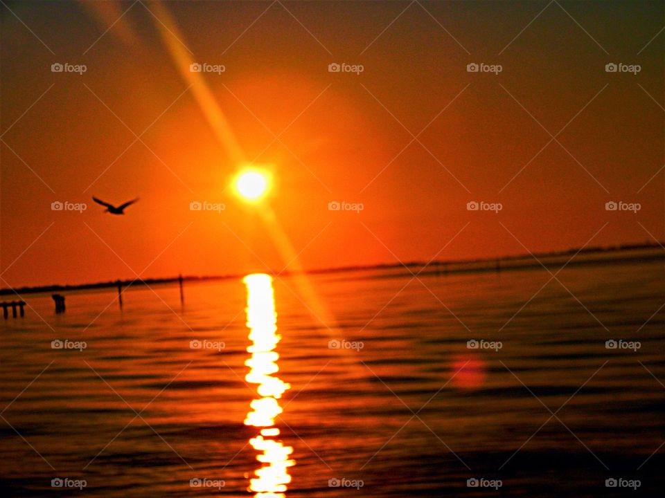 Sun Rays shining between the waves