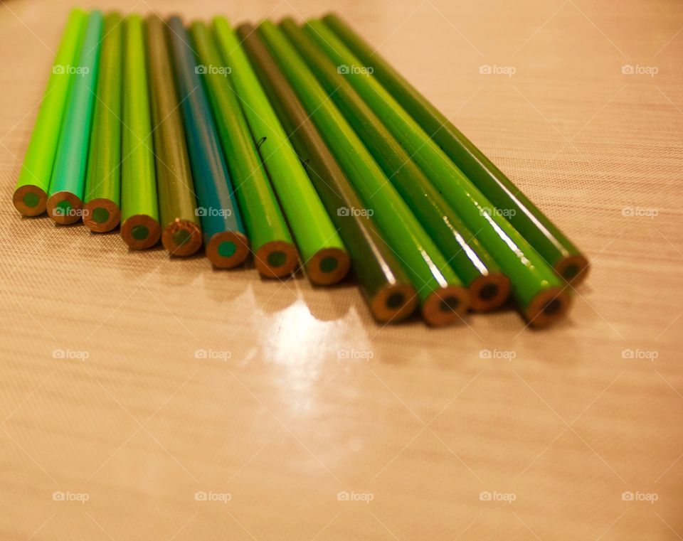 Green colored pencils