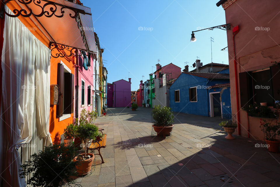 Colorful houses in burano italy