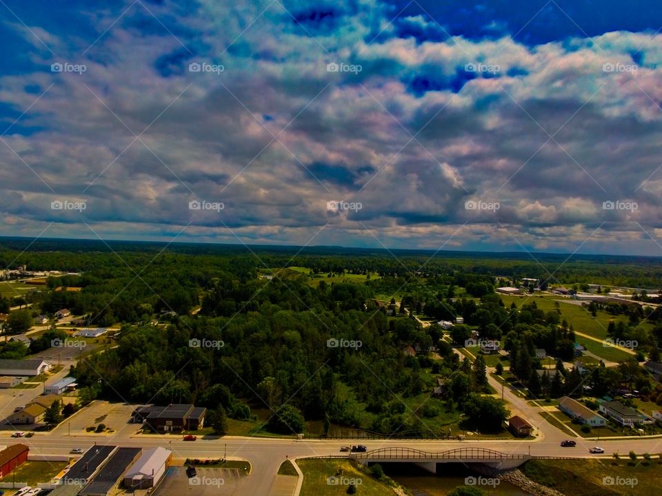 Another beautiful afternoon over my home town in Northern Lower Michigan.  Pic was taken with my breeze 4K drone at 250 ft.  