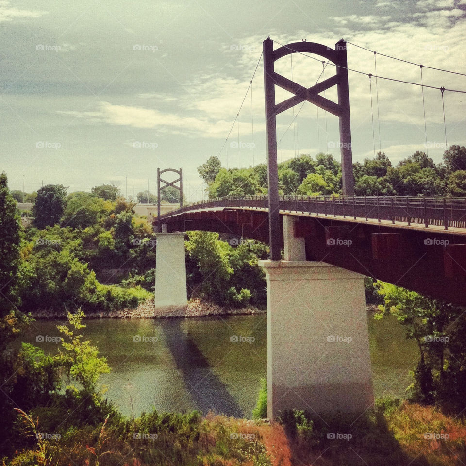 Walking bridge over river in Nashville Tennessee