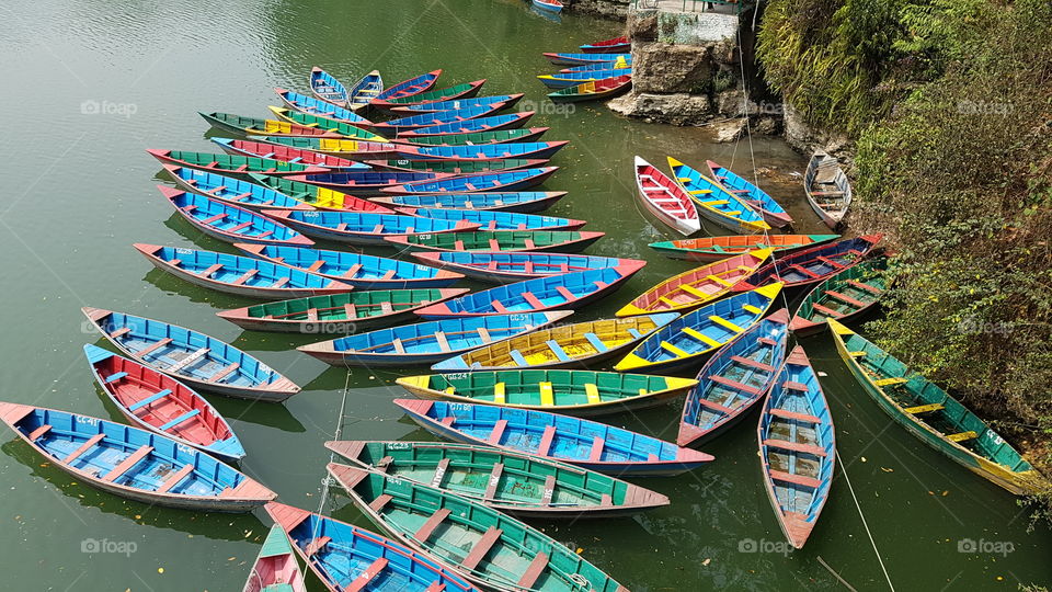 colour boats pokhara nepal